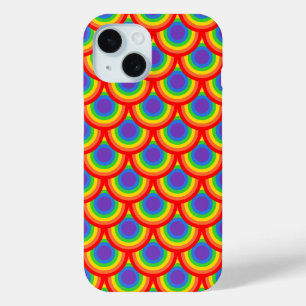 Funda Para iPhone 15 Patrón de arco retro multicolor en negrita
