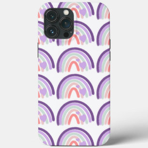 Funda Para iPhone 13 Pro Max Patrón de arcoíris dibujado a mano púrpura del día