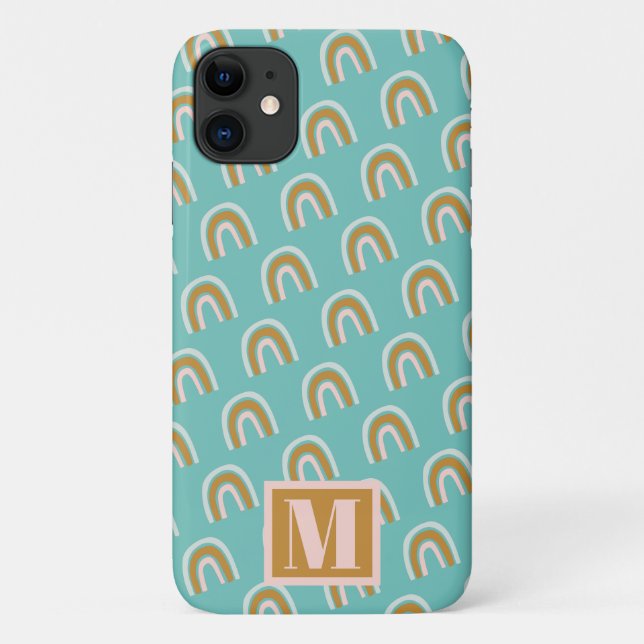 Funda De Case-Mate Para iPhone Patrón de Arcoíris Monograma  (Reverso)