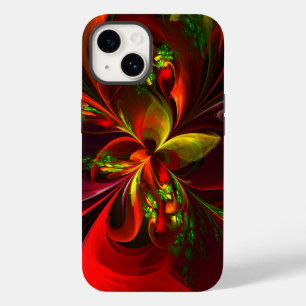 Funda Para iPhone 14 De Case-Mate Patrón de arte abstracto floral rojo verde moderno