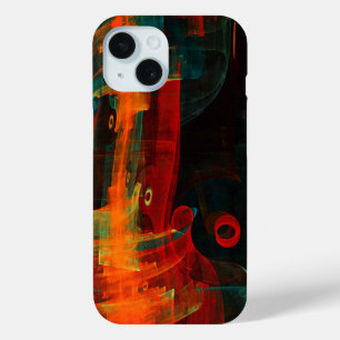Funda Para iPhone 15 Patrón de arte abstracto moderno naranja rojo azul