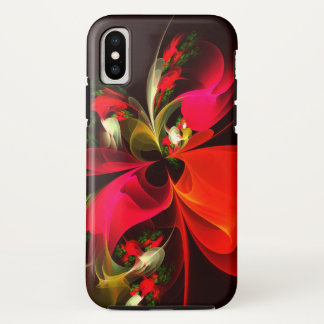 Funda Para iPhone XS Patrón de arte abstracto rojo verde floral moderno