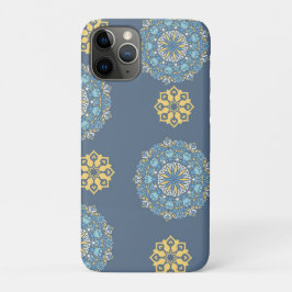 Funda Para iPhone 11 Pro Patrón de arte azul turquesa Verde azulado y amari