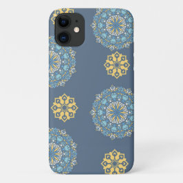 Funda Para iPhone 11 Patrón de arte azul turquesa Verde azulado y amari