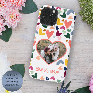 Funda Para iPhone 15 Pro Max Patrón de arte de corazones coloridos personalizad