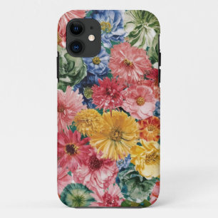 Funda Para iPhone 11 Patrón de arte de flor de Naranja amarillo verde r
