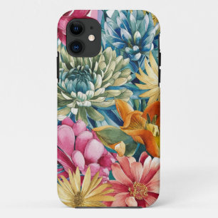 Funda Para iPhone 11 Patrón de arte de flor de Naranja amarillo verde r