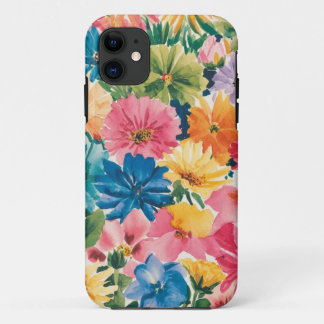 Funda Para iPhone 11 Patrón de arte de flor de Naranja amarillo verde r