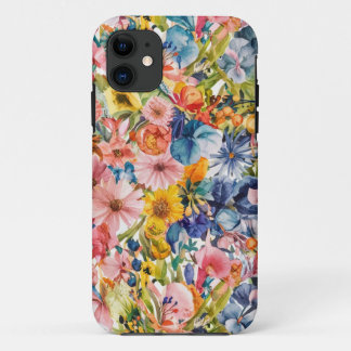 Funda Para iPhone 11 Patrón de arte de flor de Naranja amarillo verde r