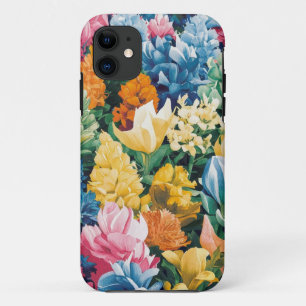 Funda Para iPhone 11 Patrón de arte de flor de Naranja amarillo verde r