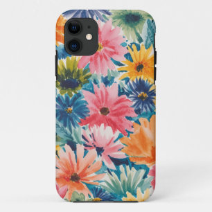 Funda Para iPhone 11 Patrón de arte de flor de Naranja amarillo verde r