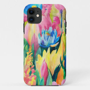 Funda Para iPhone 11 Patrón de arte de flor de Naranja amarillo verde r