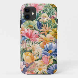 Funda Para iPhone 11 Patrón de arte de flor de Naranja amarillo verde r