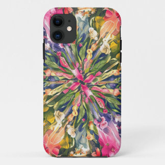 Funda Para iPhone 11 Patrón de arte de flor de Naranja amarillo verde r