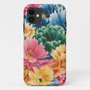Funda Para iPhone 11 Patrón de arte de flor de Naranja amarillo verde r