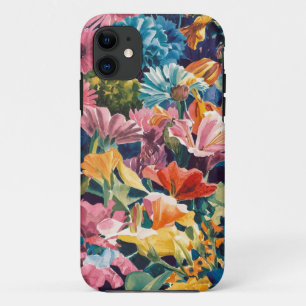 Funda Para iPhone 11 Patrón de arte de flor de Naranja amarillo verde r