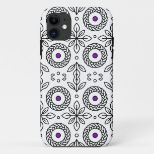 Funda Para iPhone 11 Patrón de arte de línea blanca y negra sin inconve