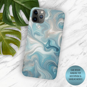Funda Para iPhone 15 Pro Max Patrón de arte de mármol azul turquesa aguamarina