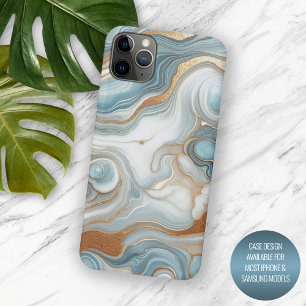Funda Para iPhone 15 Pro Max Patrón de arte de mármol gris azul teal dorado