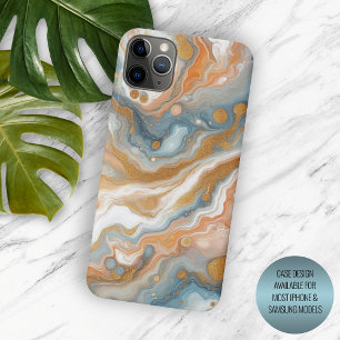 Funda Para iPhone 15 Pro Max Patrón de arte de mármol naranja melocotón azul tu