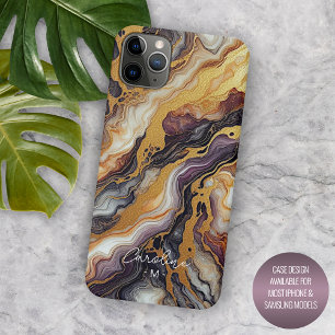 Funda Para iPhone 15 Pro Max Patrón de arte de mármol personalizado púrpura neg