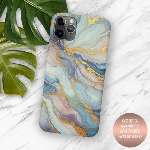 Funda Para iPhone 15 Pro Max Patrón de arte de mármol púrpura azul malva rosa d