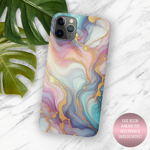 Funda Para iPhone 15 Pro Max Patrón de arte de mármol rosa púrpura azul teal do