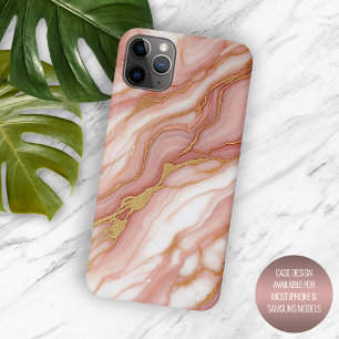 Funda Para iPhone 15 Pro Max Patrón de arte de mármol rosa rojo dorado rubor ma