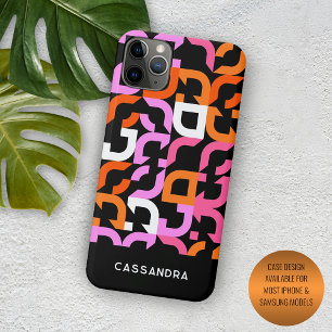 Funda Para iPhone 15 Pro Max Patrón de arte de mediados de siglo XX en naranja