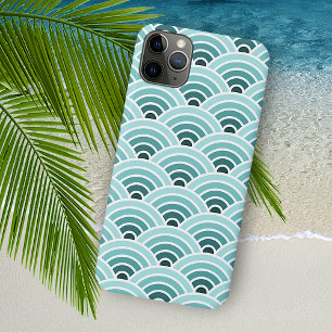 Funda Para iPhone 11 Pro Max Patrón de arte de ondas concéntricas azul verdoso