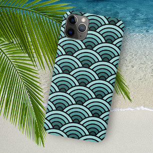 Funda Para iPhone 11 Pro Max Patrón de arte de ondas concéntricas azul verdoso