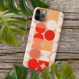 Funda Para iPhone 11 Pro Max Patrón de Arte en Mosaico Rosa Coral Naranja Rubor
