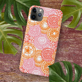 Funda Para iPhone 11 Pro Max Patrón de arte floral abstracto rosa coral rojo na