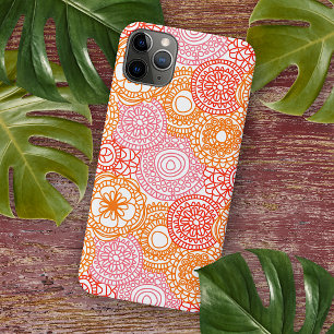 Funda Para iPhone 11 Pro Max Patrón de arte floral abstracto rosa coral rojo na