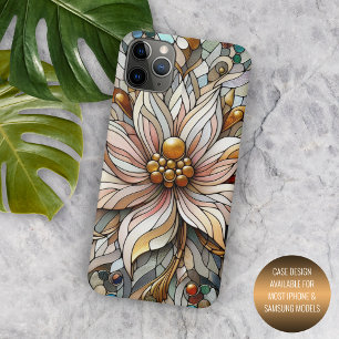 Funda Para iPhone 11 Pro Max Patrón de Arte Floral de Vidrio Emplomado Clásico
