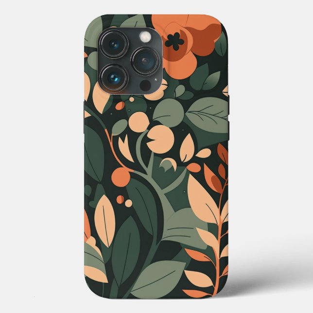 Funda De Case-Mate Para iPhone Patrón de arte floral retro (Reverso )
