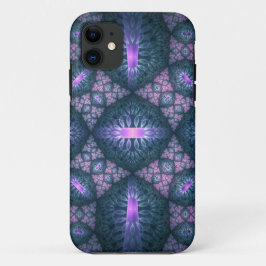 Funda Para iPhone 11 Patrón de arte fractal 3D Color turquesa morado ro