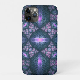 Funda Para iPhone 11 Pro Patrón de arte fractal 3D turquesa púrpura rosa