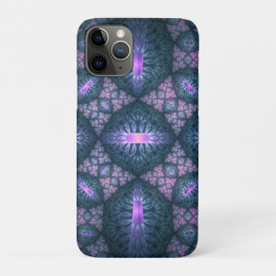 Funda Para iPhone 11 Pro Patrón de arte fractal 3D turquesa púrpura rosa