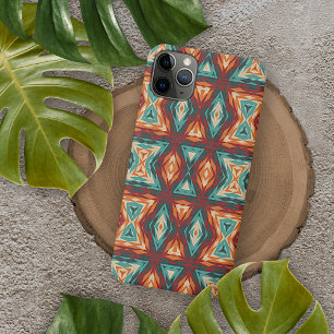 Funda Para iPhone 11 Pro Max Patrón de arte mosaico étnico rojo naranja turques