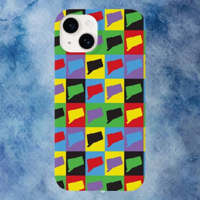 Funda De Case-Mate Para iPhone Patrón de arte pop de estado de Connecticut (An iphone case with a pop art pattern featuring the US state of Connecticut )