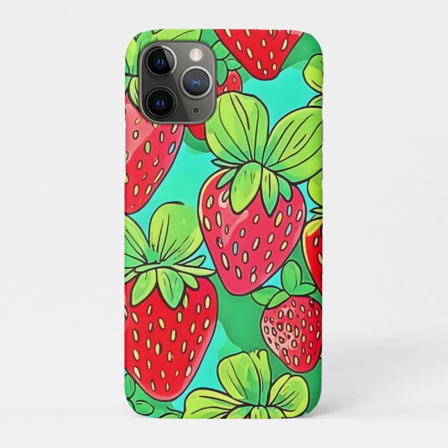 Funda De Case-Mate Para iPhone Patrón de arte pop de fresa (Reverso)
