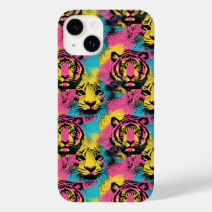 Funda Para iPhone 14 De Case-Mate Patrón de arte pop del tigre en rosa, amarillo y a