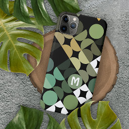 Funda Para iPhone 11 Pro Max Patrón de arte retro azul verde negro verde Verde 