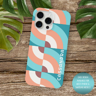 Funda Para iPhone 15 Pro Max Patrón de arte retro de mediados de siglo personal
