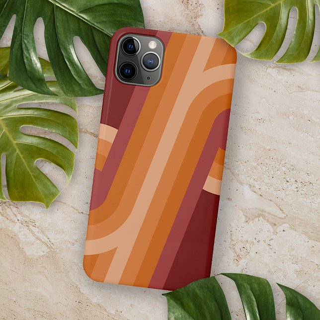 Funda De Case-Mate Para iPhone Patrón de arte retro rojo granate oscuro naranja (Subido por el creador)