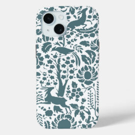 Funda Para iPhone 15 Patrón de aves, ciervos, árboles folclóricos