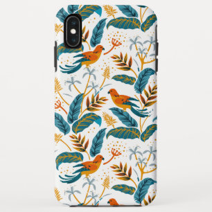 Funda Para iPhone XS Max Patrón de aves exóticas tropicales y hojas