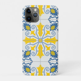 Funda Para iPhone 11 Pro Patrón de azulejos azules y amarillos en portugués