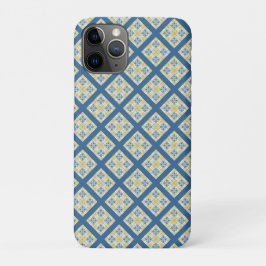 Funda Para iPhone 11 Pro Patrón de azulejos azules y amarillos en portugués
